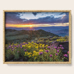 Last glimmer of mountain sunset,  Monitor Pass Topaz Lake, Nevada panoramic wildflower  photograph Serving Tray Gallery Image 1