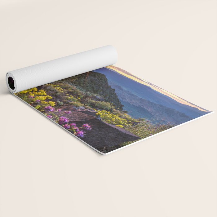 Last glimmer of mountain sunset,  Monitor Pass Topaz Lake, Nevada panoramic wildflower  photograph Yoga Mat Gallery Image 2