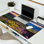 Last glimmer of mountain sunset,  Monitor Pass Topaz Lake, Nevada panoramic wildflower  photograph Desk Mat Gallery Image 2
