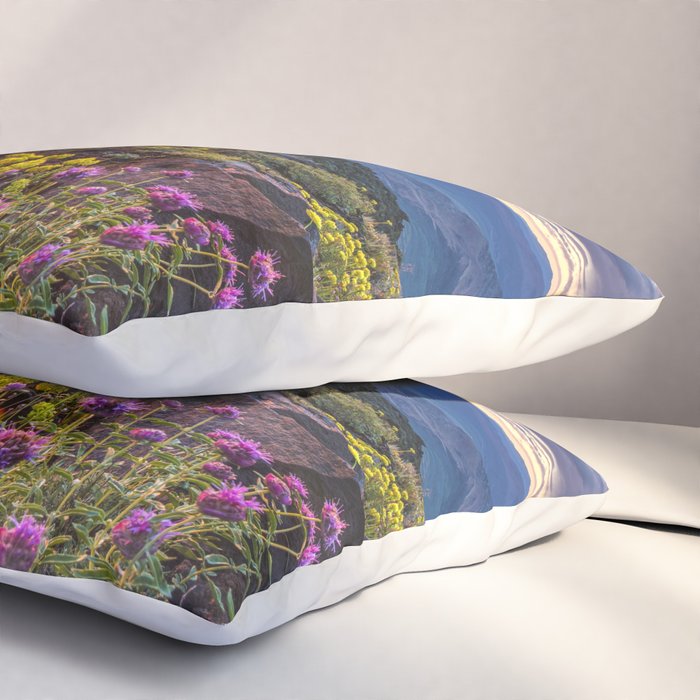 Last glimmer of mountain sunset,  Monitor Pass Topaz Lake, Nevada panoramic wildflower  photograph Pillow Sham Gallery Image 3