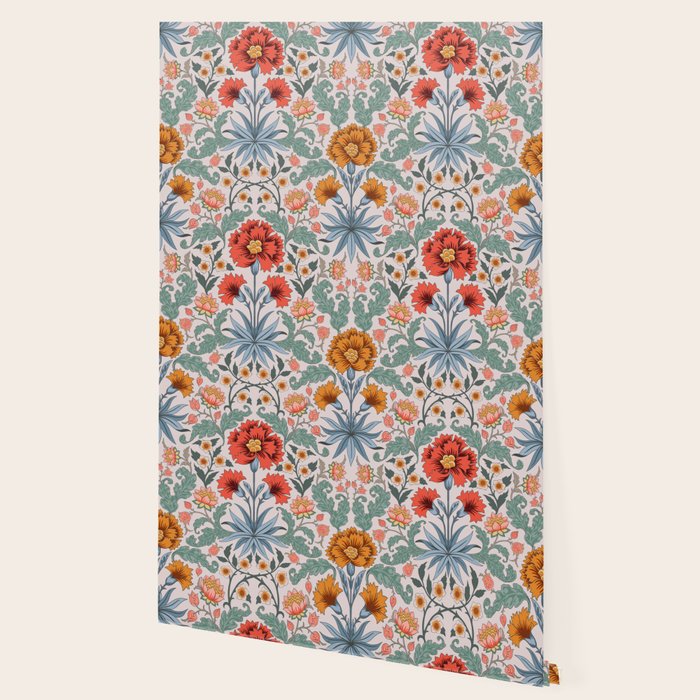  Victorian Botanicals - Carnation in Red and Blue Wallpaper Gallery Image 2
