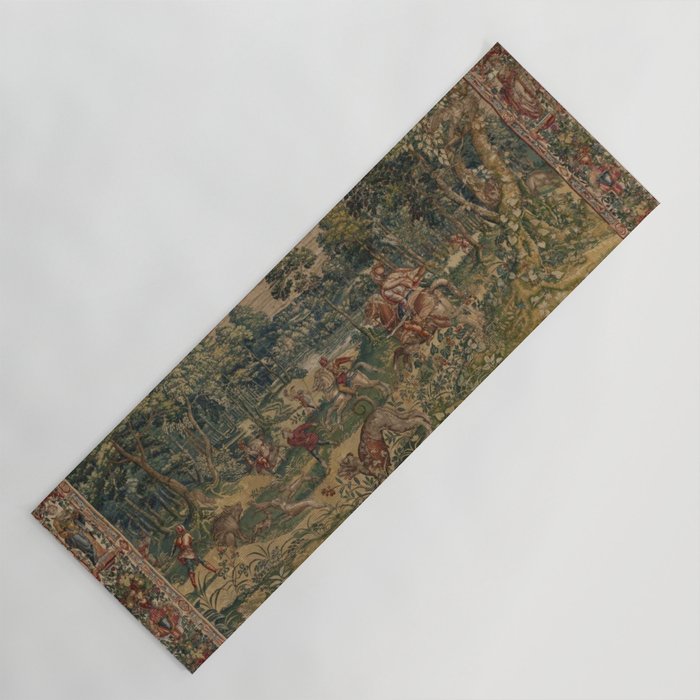 Antique 16th Century Pastoral Hunting Scene Flemish Tapestry Yoga Mat Gallery Image 1