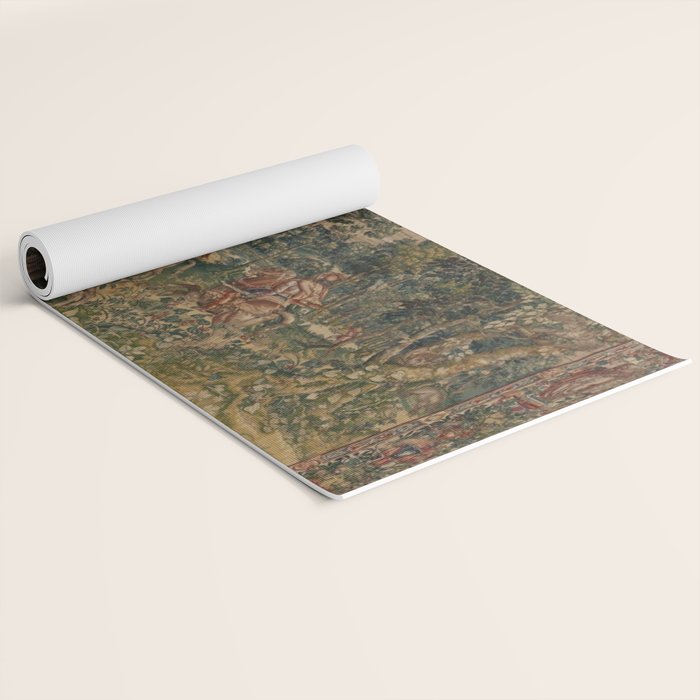 Antique 16th Century Pastoral Hunting Scene Flemish Tapestry Yoga Mat Gallery Image 2