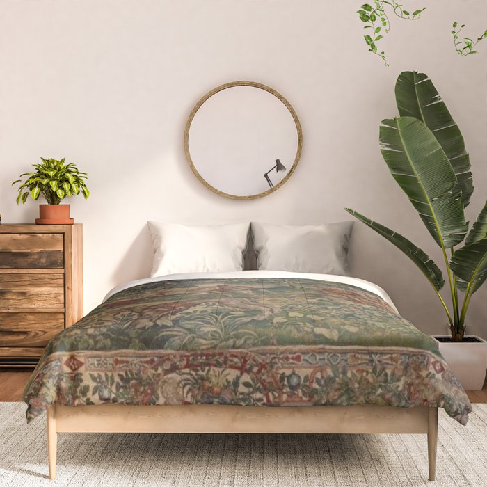 Antique 16th Century Pastoral Hunting Scene Flemish Tapestry Comforter Gallery Image 3