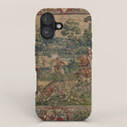 Antique 16th Century Pastoral Hunting Scene Flemish Tapestry iPhone Case Gallery Image 1