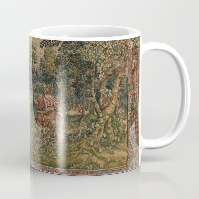 Antique 16th Century Pastoral Hunting Scene Flemish Tapestry Coffee Mug Gallery Image 1