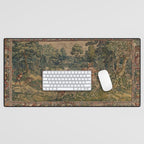 Antique 16th Century Pastoral Hunting Scene Flemish Tapestry Desk Mat Gallery Image 1