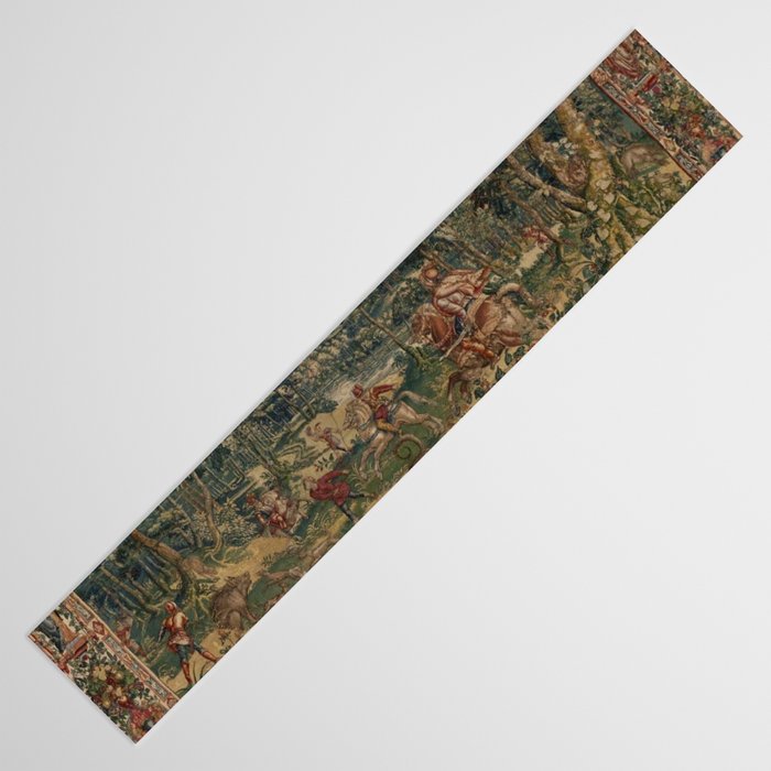 Antique 16th Century Pastoral Hunting Scene Flemish Tapestry Table Runner Gallery Image 3