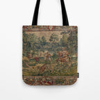 Antique 16th Century Pastoral Hunting Scene Flemish Tapestry Tote Bag Gallery Image 1