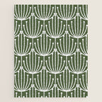 Retro Art, Floral Prints, Dark Green and White Jigsaw Puzzle Gallery Image 1
