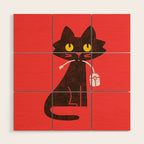 Fitz - Hungry hungry cat (and unfortunate mouse) Wood Wall Art Gallery Image 1