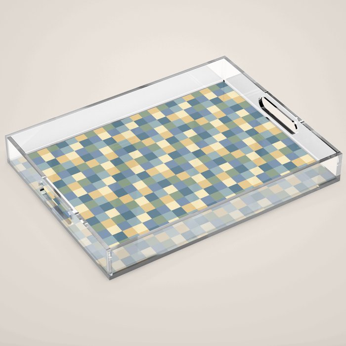 Bold Natural Checks Pattern - Small VIII Acrylic Tray Gallery Image 1