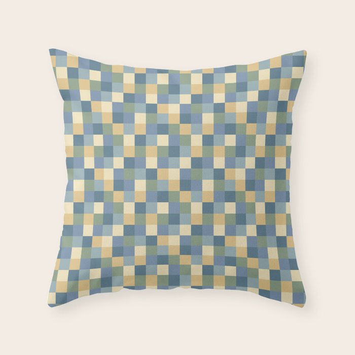 Bold Natural Checks Pattern - Small VIII Throw Pillow Gallery Image 1