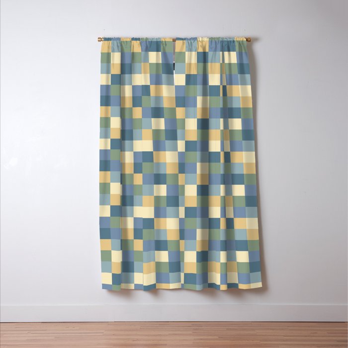 Bold Natural Checks Pattern - Small VIII Window Curtain Gallery Image 3