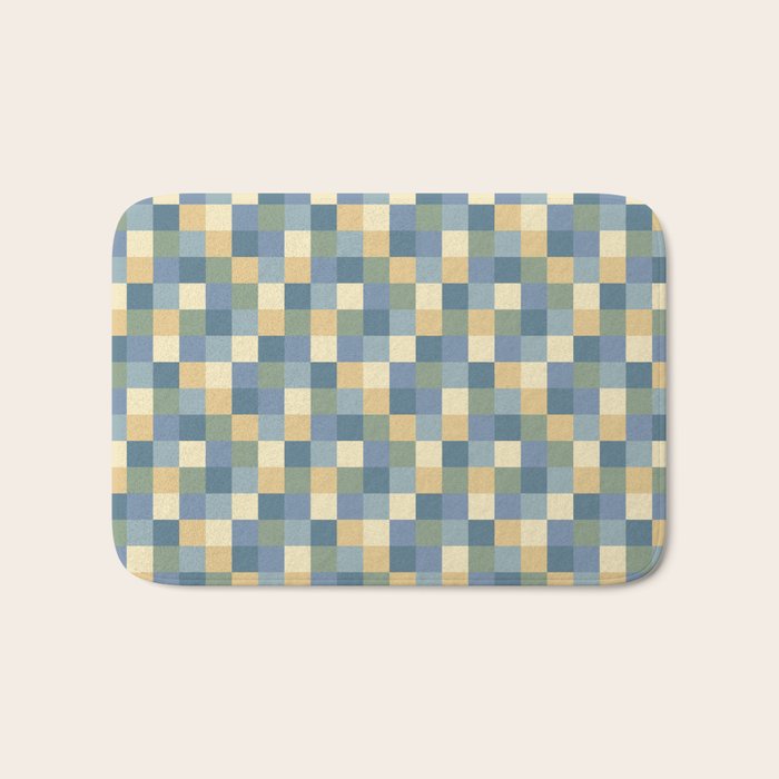 Bold Natural Checks Pattern - Small VIII Bath Mat Gallery Image 1