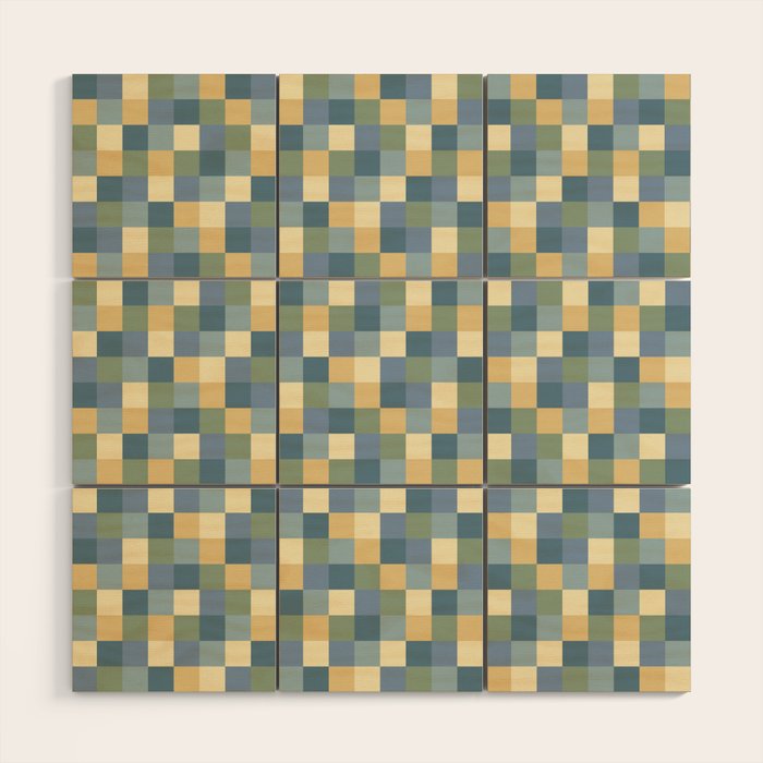 Bold Natural Checks Pattern - Small VIII Wood Wall Art Gallery Image 1