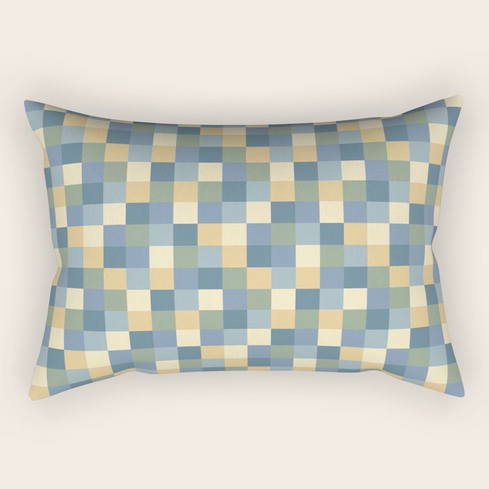 Bold Natural Checks Pattern - Small VIII Rectangular Pillow Gallery Image 1