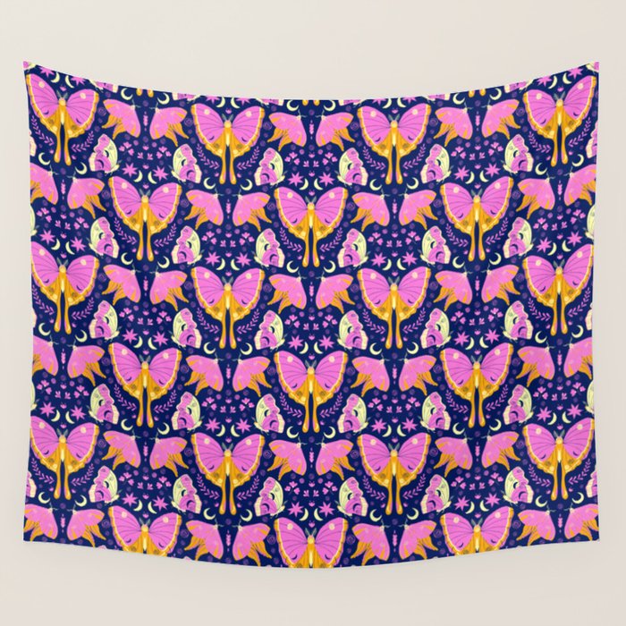 Purple Violet Luna Moths Wall Tapestry Gallery Image 4