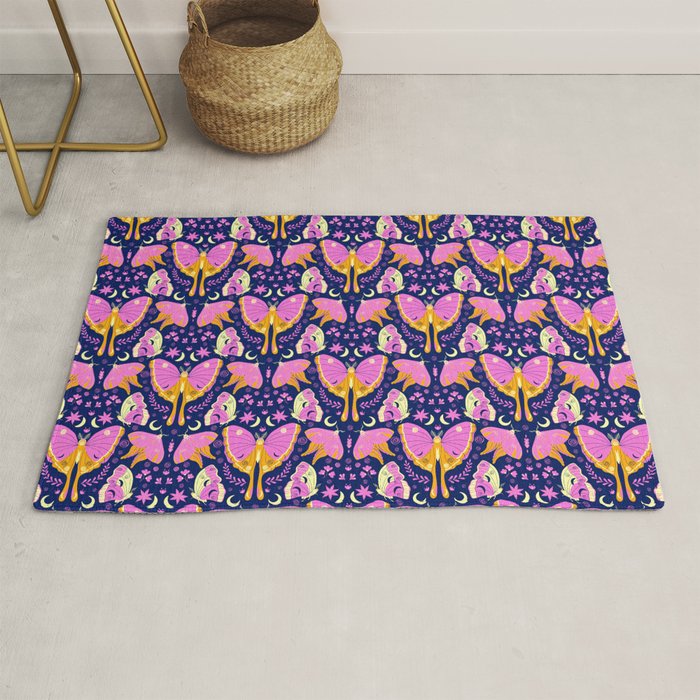 Purple Violet Luna Moths Rug Gallery Image 1