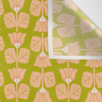 Retro Peach Blossoms Pattern - Green Wall Tapestry Gallery Image 3