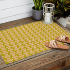 Retro Peach Blossoms Pattern - Green Outdoor Rug Gallery Image 2