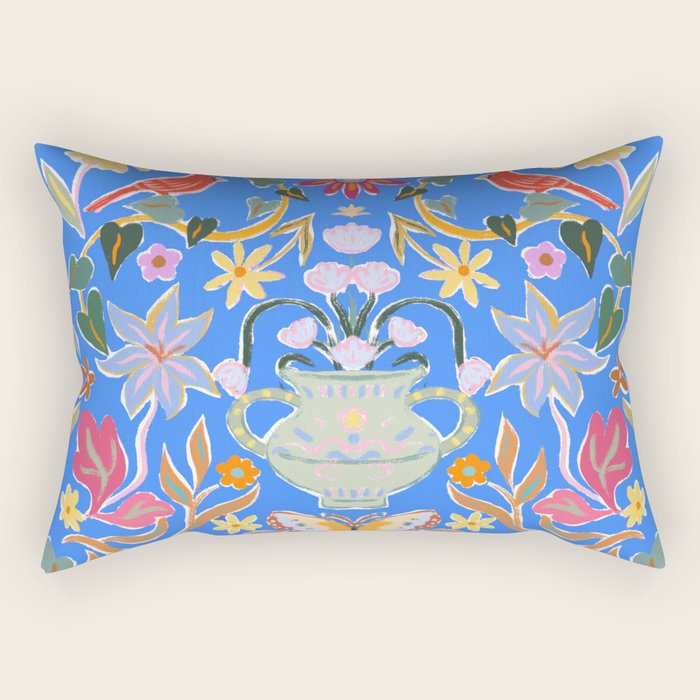 Blue Magical Garden Rectangular Pillow Gallery Image 1