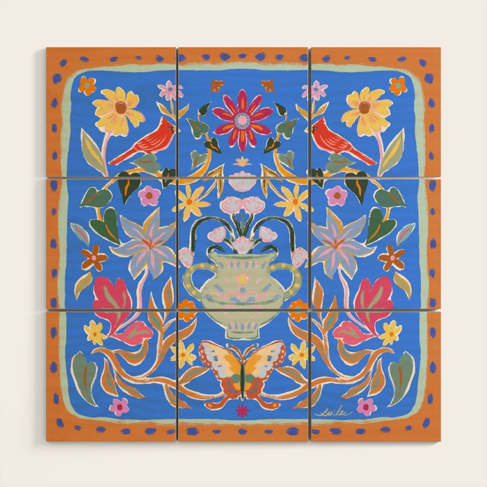 Blue Magical Garden Wood Wall Art Gallery Image 1