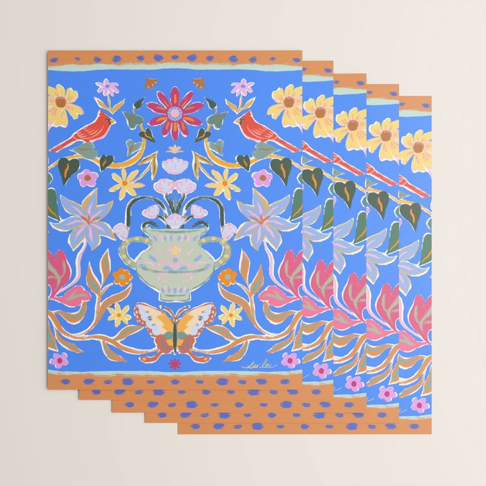 Blue Magical Garden Wrapping Paper Gallery Image 3
