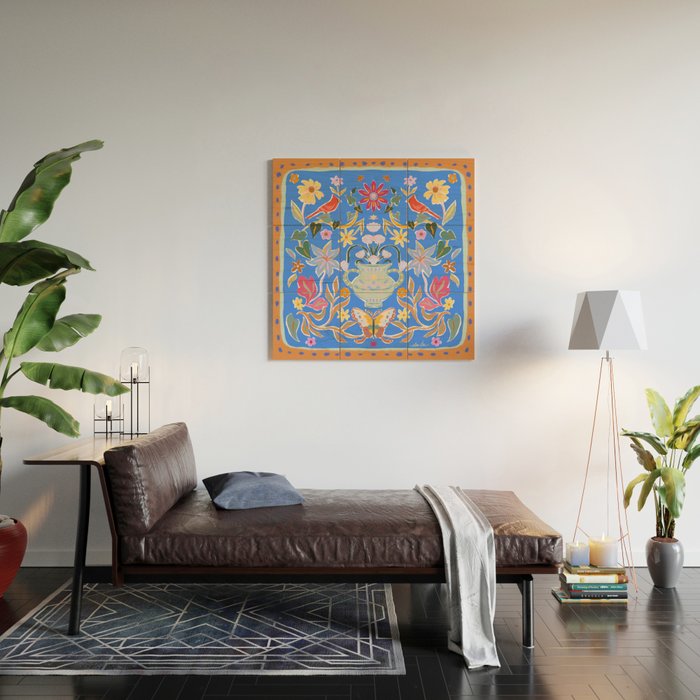 Blue Magical Garden Wood Wall Art Gallery Image 2