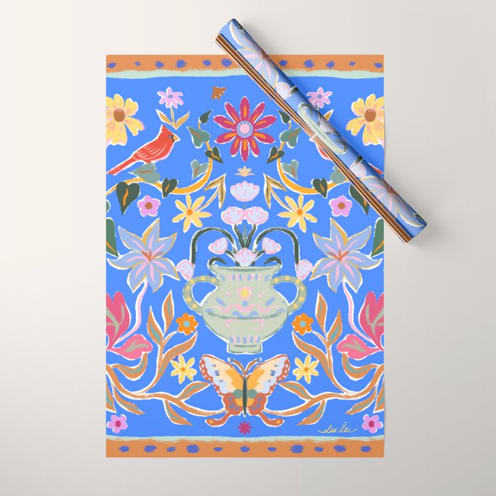 Blue Magical Garden Wrapping Paper Gallery Image 1