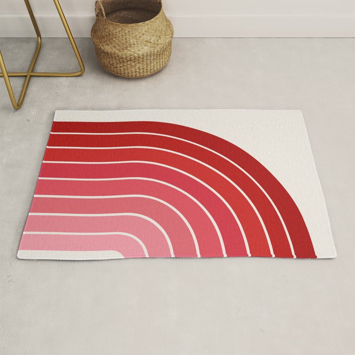 Gradient Arch VI Pink and Red Mid Century Modern Rainbow Rug Gallery Image 1