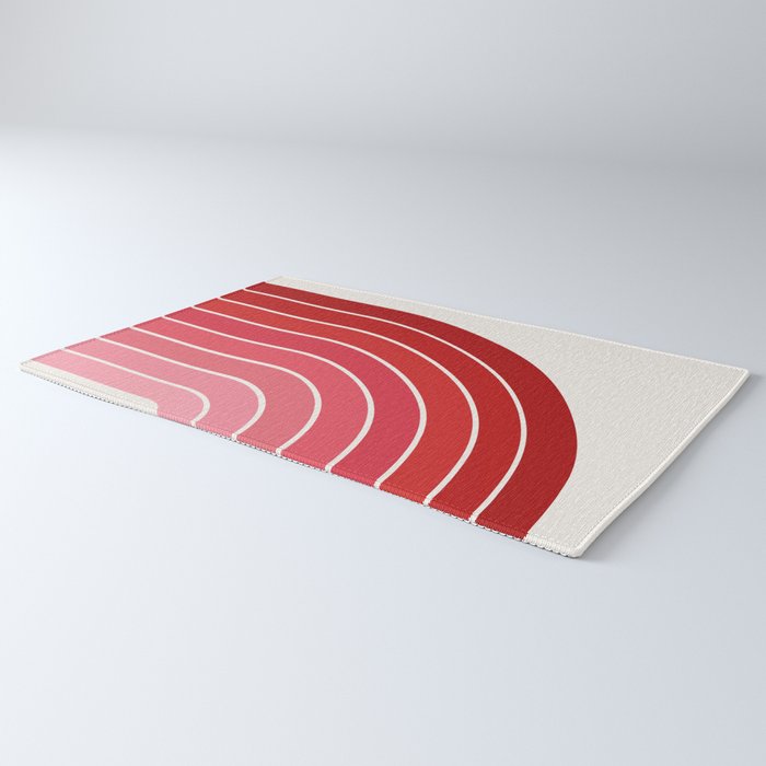 Gradient Arch VI Pink and Red Mid Century Modern Rainbow Rug Gallery Image 3