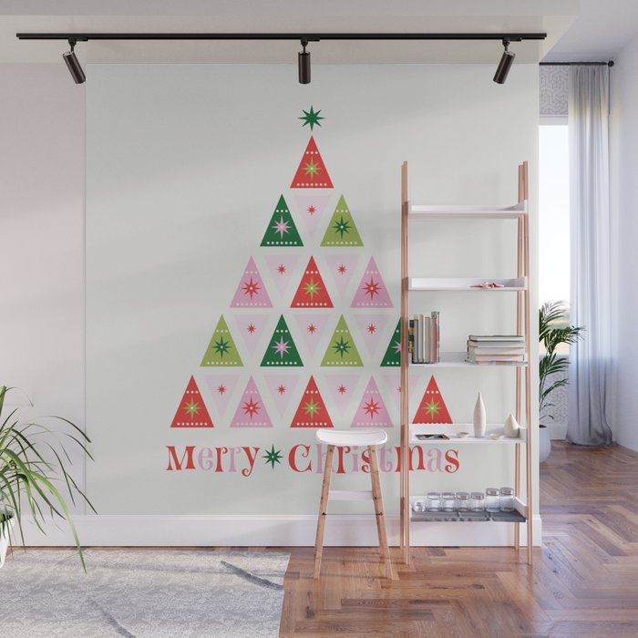 Merry Christmas Tree Wall Mural Gallery Image 1