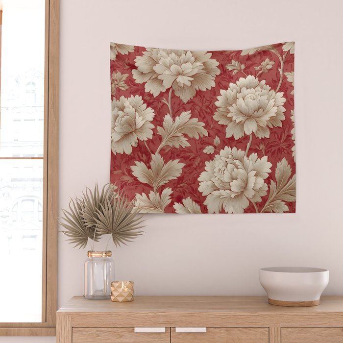 Vintage Floral Elegance Wall Tapestry Gallery Image 2