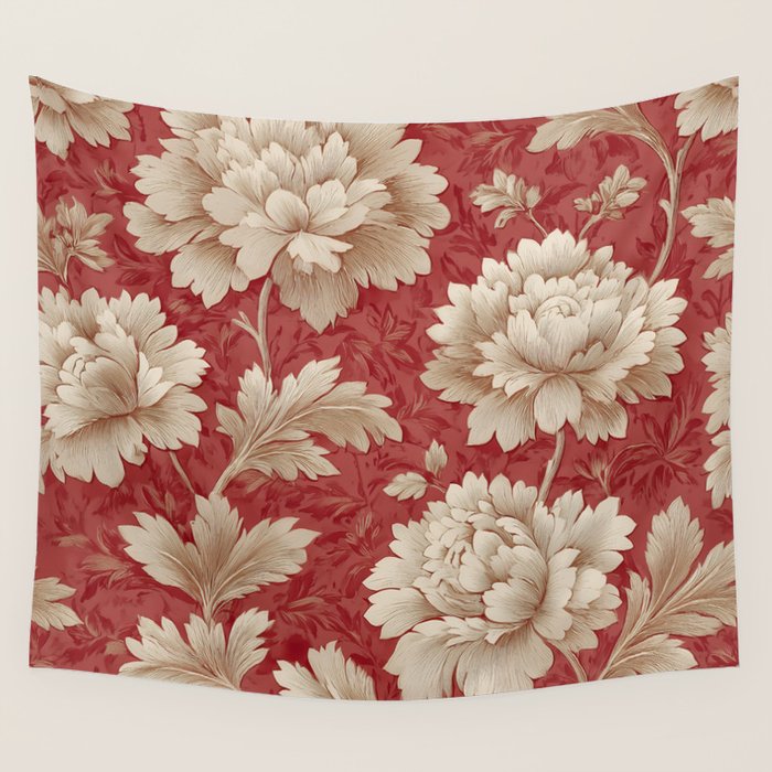 Vintage Floral Elegance Wall Tapestry Gallery Image 1