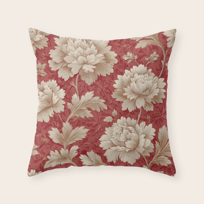 Vintage Floral Elegance Throw Pillow Gallery Image 1