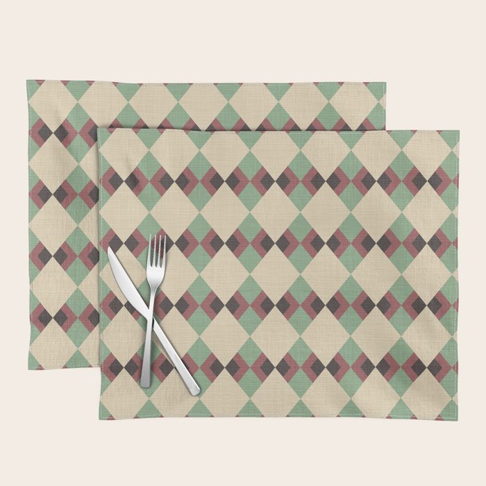 Geometric Trend Pistache and Cocoa Placemat Gallery Image 1