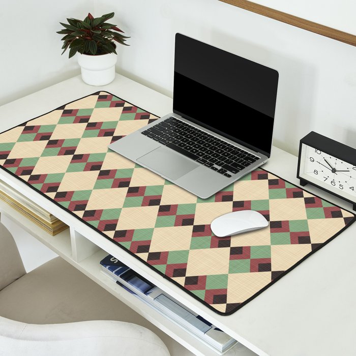 Geometric Trend Pistache and Cocoa Desk Mat Gallery Image 2