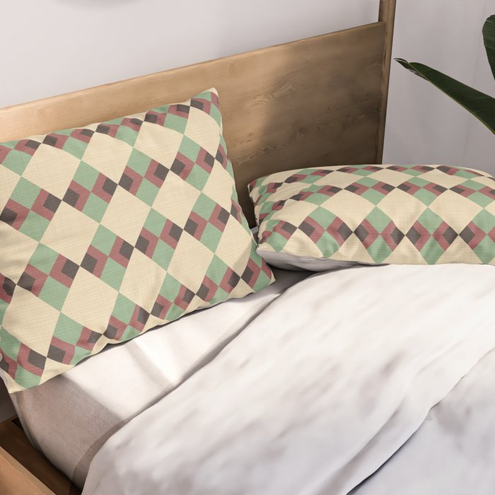Geometric Trend Pistache and Cocoa Pillow Sham Gallery Image 2