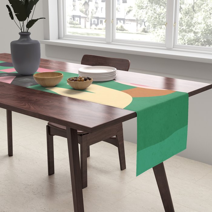Abstract Shapes Modern Art 7 Table Runner Gallery Image 2