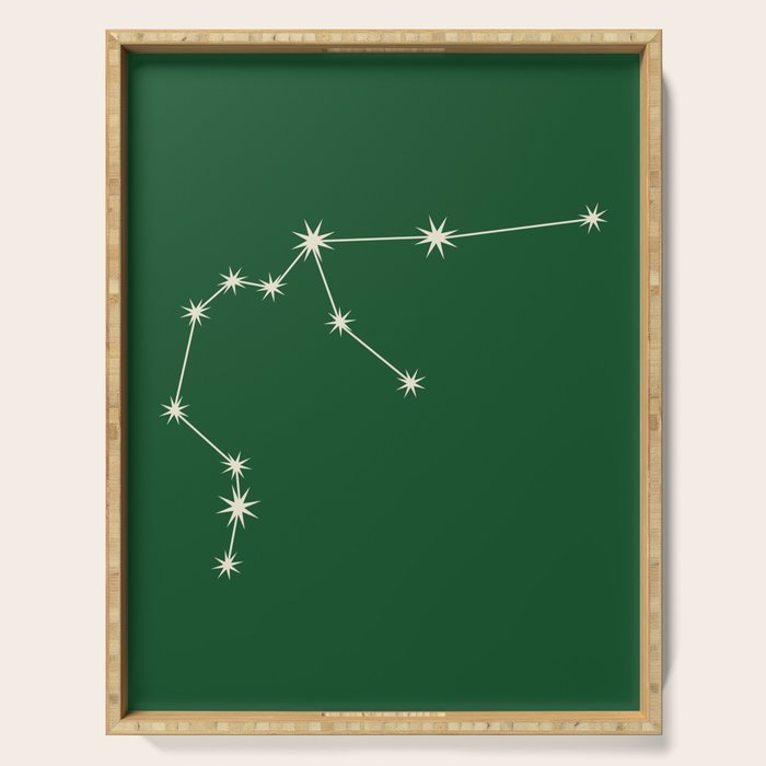 Aquarius Zodiac Star Constellation Line Art Green Serving Tray Gallery Image 1