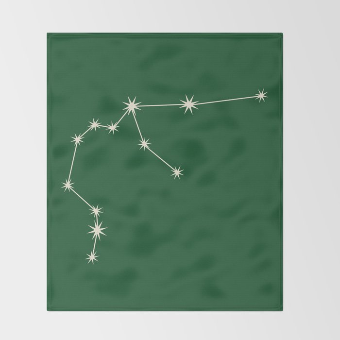 Aquarius Zodiac Star Constellation Line Art Green Throw Blanket Gallery Image 2