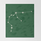 Aquarius Zodiac Star Constellation Line Art Green Throw Blanket Gallery Image 2