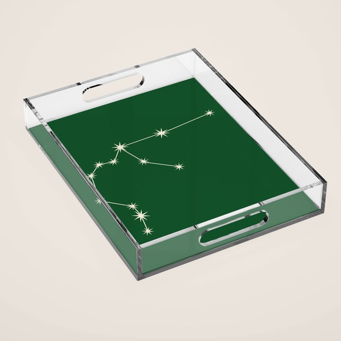 Aquarius Zodiac Star Constellation Line Art Green Acrylic Tray Gallery Image 1