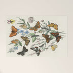 Vintage Scientific Illustration Butterfly Botanical Floral Lithograph Encyclopaedia Diagrams  Welcome Mat Gallery Image 1