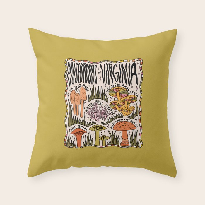 Mushrooms of Virginia Throw Pillow Gallery Image 6