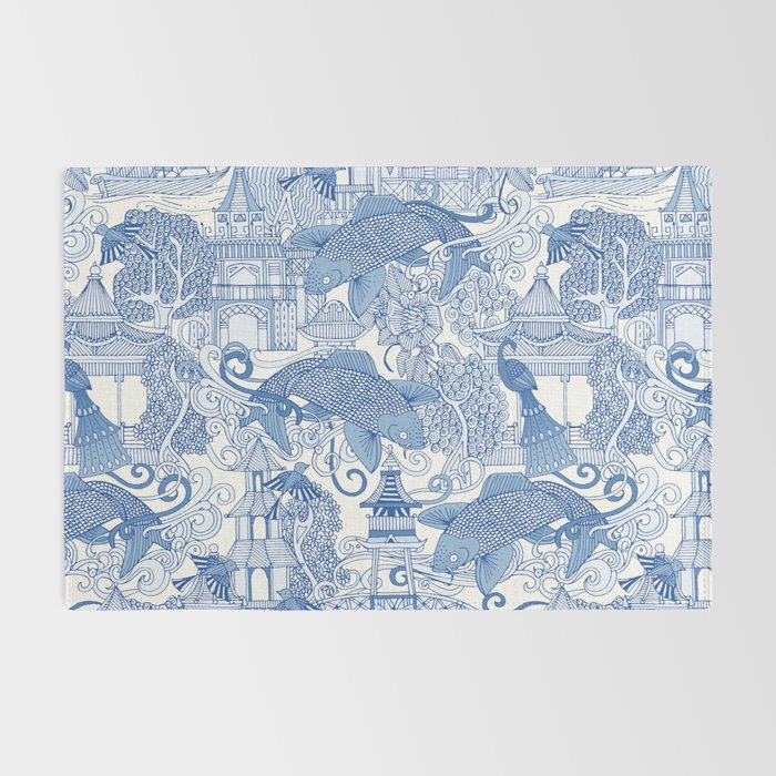 chinoiserie toile blue Rug Gallery Image 2