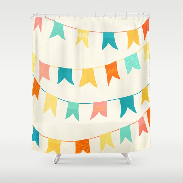 Colorful Celebration Flags Shower Curtain Gallery Image 1
