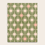 Midcentury Modern Atomic Starburst Pattern in Retro Olive Green and Vintage Blush Pink Notebook Gallery Image 4