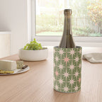 Midcentury Modern Atomic Starburst Pattern in Retro Olive Green and Vintage Blush Pink Wine Chiller Gallery Image 4